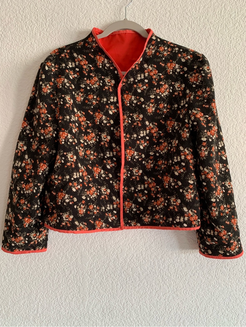 Floral Print Black and Red Women's Accent Jacket